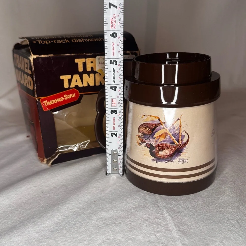 Travel Tankard Insulated Mug in Brown with Game Bird Design